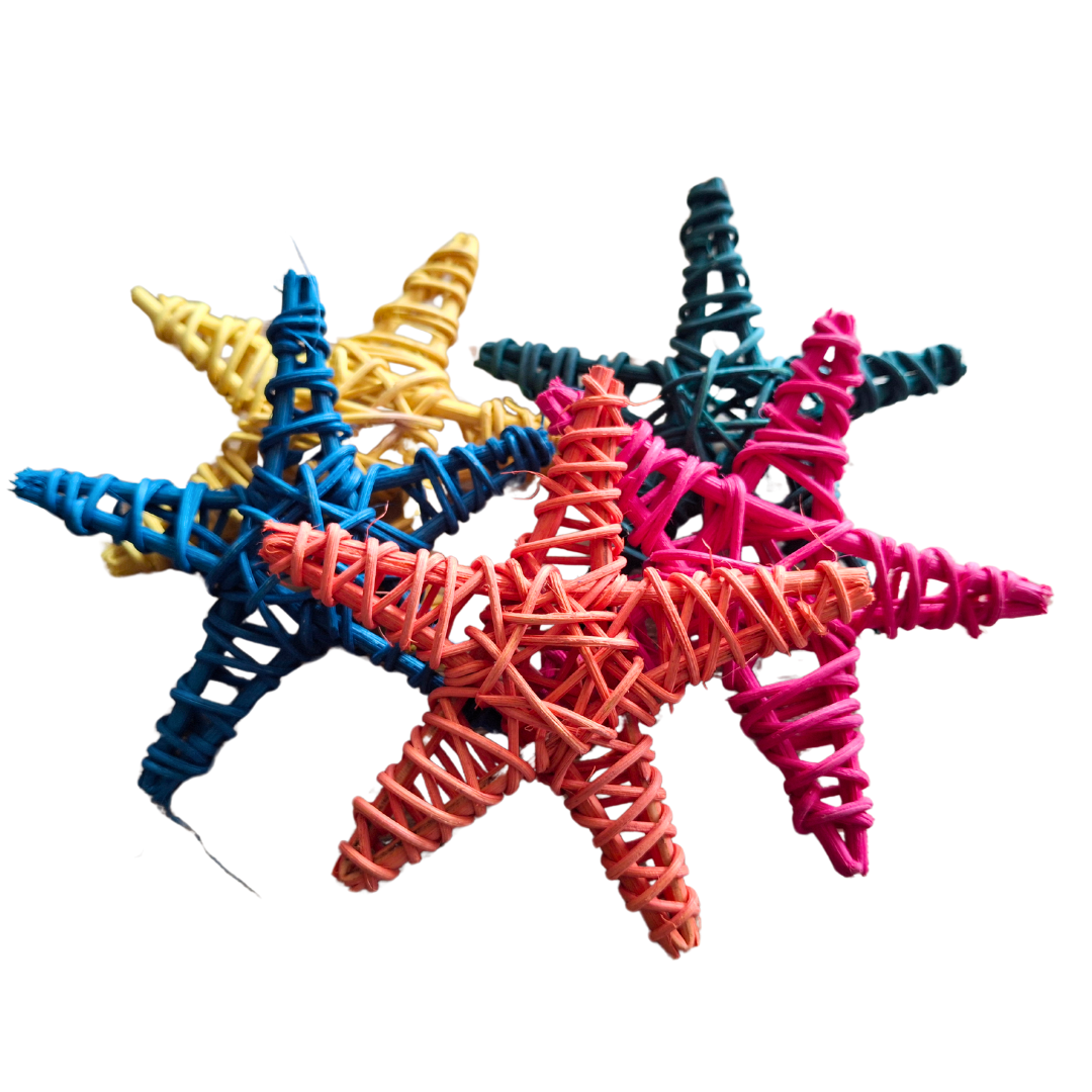 Colourful Wicker Stars 5pk