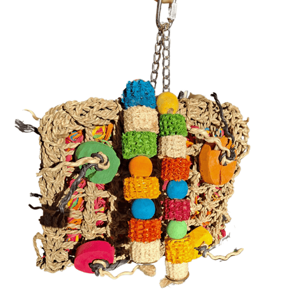 Foraging Square Bird Toy, Prefilled with foraging material